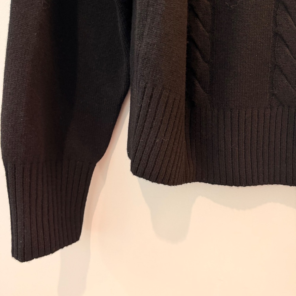 Madewell V Neck Pullover Sweater Merino Wool Cable Knit Trip Black NY444 XS NWT - Picture 9 of 12